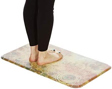 J&V TEXTILES Anti Fatigue Cushioned Comfort Mat, Ergonomically Durable, Supportive, Padded, Thick and Washable, Stain-Resistant, Kitchen, Garage, Office Standing Desk Mats (Boho Study Floral)*