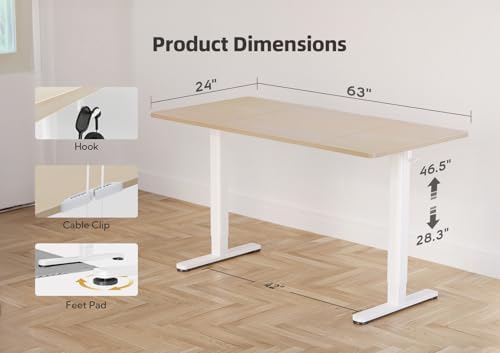 YDN 63 x 24 Inch Nature Electric Standing Desk