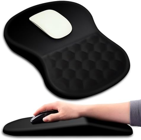 Mouse Pad Wrist Support, Ergonomic Mouse Pad with Massage Dot, Comfortable Computer Mouse Pad for Laptop, Wrist Rest Pain Relief Mousepad with Non-Slip PU Base for Office & Home, 12 x 8 in