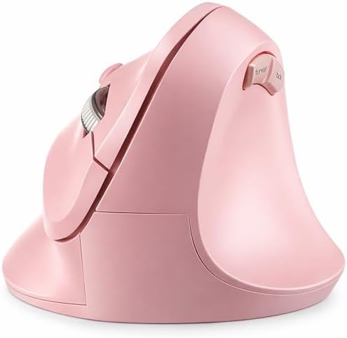 Wireless Ergonomic Mouse, Bluetooth and 2.4GHz USB-A Wireless Vertical Mouse, 800/1200/1600 Adjustable DPI, Quiet Clicks,6 Buttons, Compatible for Laptop/MacBook/PC/Desktop-Pink