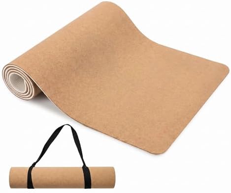 Cork Yoga Mat 6mm Extra Thick Cushioning High Density Natural Rubber Exercise Pad 72 x 24 Inch for Home Gym