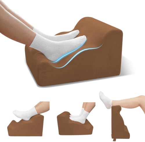 Foot Rest Ergonomic Pillow for Under Desk at Work & Handle Brown