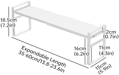 Extendable Narrow Tall Storage Shelf for Windowsill & Kitchen, White