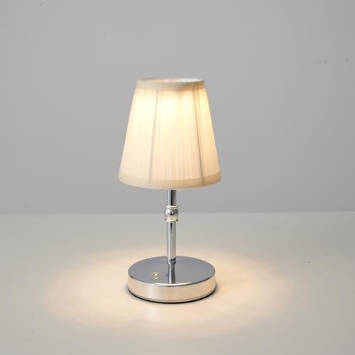 3000 mah Battery lamp,5W LED Small Touch Lamps,3 Color Temperature Dimmable Rechargeable Lamp,Cordless Lamp for Kitchen,Mini Lamps for Small Spaces (Chrome)