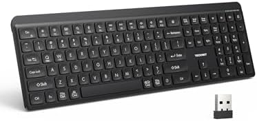 TECKNET Bluetooth Keyboard Rechargeable, 2.4G Wireless Keyboard Full Size