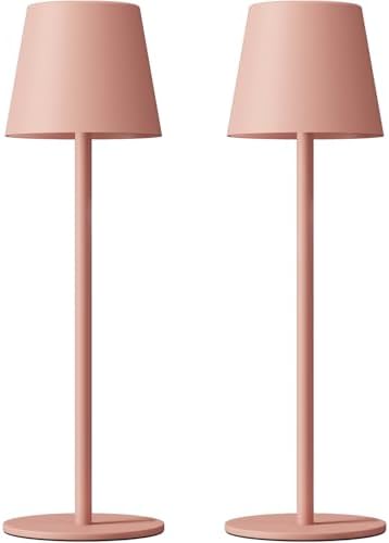 Kakanuo Cordless Table Lamp Rechargeable Pink - KK 2 Pack 5000mAH Battery Operated Lamp for Counter, 3 Color Stepless Dimming Wireless Lamp for Dining Kitchen, Outdoor Patio, Touch Control
