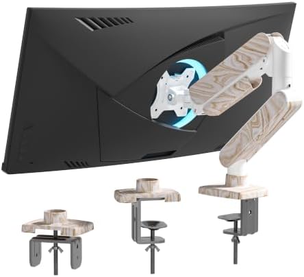 Single Monitor Arm for 17 to 35 inch, Hold 22 lbs, (Light Wood)