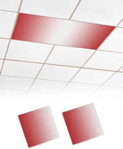 Red Magnetic Fluorescent Light Covers for Ceiling Lights 2 x 4 Feet,Minimalist White Stripes Contemporary Striped Office Classroom Kitchen Drop Ceiling Light Covers Lighting Filters Shade 2 Packs