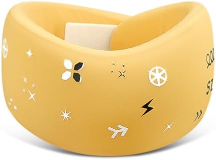 Neck Brace for Neck Pain and Support, Soft Cervical Collar for Sleeping, Cute Foam Neck Wraps, Adjustable Neck Support Brace, Keep Vertebrae Stable and Aligned, Cervical Spine Pressure Relief (Yellow)