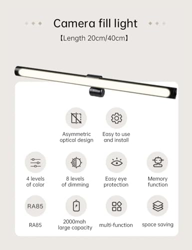 Computer Monitor Light Bar, Desk Lamp with No Glare & Even-Desk LED, 20°-50° Tilt, 4 Color Temperatures for Laptop, Computer Monitor, Task, Outdoor