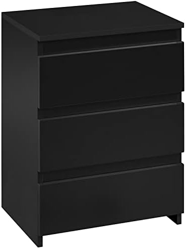 Yaheetech Small Nightstand with 3 Drawers, Bedroom Storage Dresser, Black