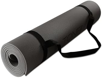 TONE Fitness 1/4" Yoga Mat, Non-Slip Exercise & Pilates Mat with Strap