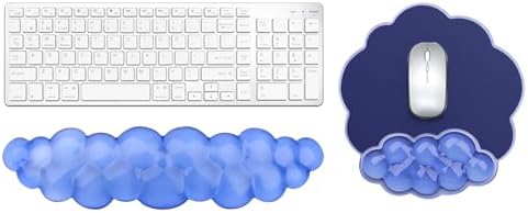 Gel Cloud Keyboard and Mouse Wrist Rest, Cute Wrist Support and Arm Support Rest for Typing Pain Relief，Suitable for Office/Computer/Laptop/Gaming Set-Blue