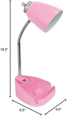 Limelights LD1056-PNK Desk Lamp Organizer with iPad Tablet Book Stand and USB Charging Port, Pink