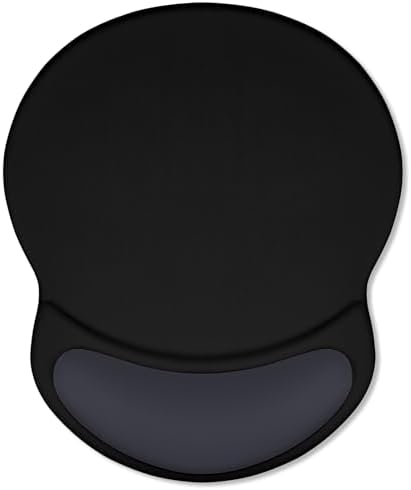 ITNRSIIET Ergonomic Mouse Pad with Comfort Gel Wrist Rest, Non-Slip PU Base, Smooth Textured Surface, Reduces Hand Fatigue & Wrist Pain, 8.7 x 7.2 Inch for Office Gaming Home, Black Gray