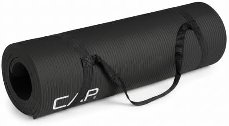 CAP Barbell 1/2-Inch High Density Exercise Yoga Mat with Strap | Multiple Options