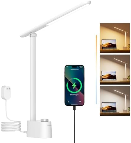 Honeywell LED Desk Lamp, Sunturalux™ White Desk Lamps for Home Office USB