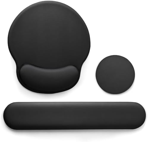 Keyboard Wrist Rest Mouse Pad with Wrist Support, Gaming Mousepad with Non-Slip Base, Ergonomic Mouse Wrist Arm Cushion Support for Home Office Laptop Computer, Easy Typing for Pain Relief, Black
