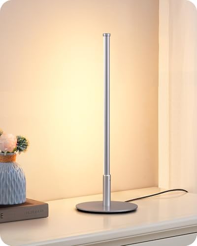 EDISHINE LED Table Lamp, Modern Desk Lamps for Living Room, Silver
