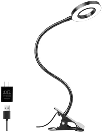 Woputne Desk Lamps Clip on Reading Light for Bed Home Office Craft (Black)