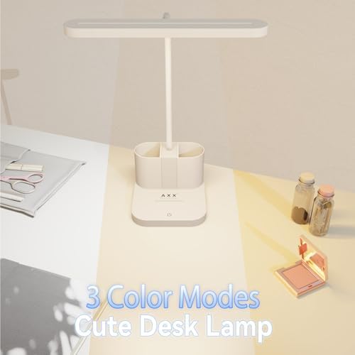 AXX White Desk Lamp for College Dorm Room, Cute Table Light for Girls Guys