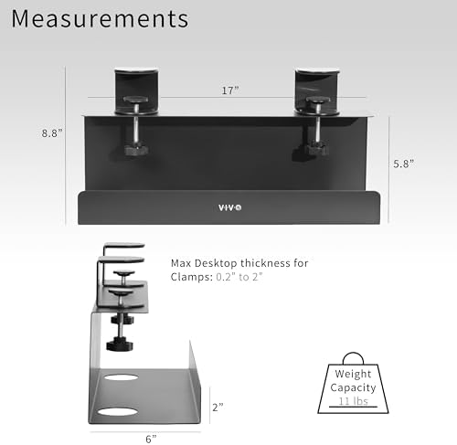 VIVO Black Clamp-on 17 in Cable Management Tray, DESK-CM6L-B