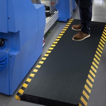 FEATOL Anti Fatigue Mat Industrial, Ergonomic Standing Floor Mat for Work for Stand -Safety Support for Leg & Back Pain(Yellow Border, 20" x 32", 2PC)