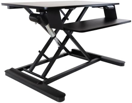 Ergotech Freedom Electronic Desk, Includes Fully Assembled E-Desk, Space for Two 24 inch Computer Screen Monitors, Touch of a Button Height Adjustment, Adjustable Keyboard Tray, Black