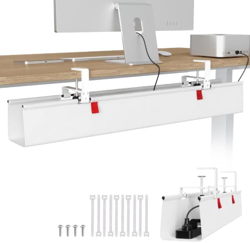 KEEGH Large No Drill Under Desk Cable Management Tray 36 in, White