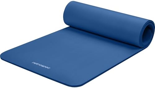 Retrospec Solana Yoga Mat Thick 1/2in Non-Slip Workout Mat with Nylon Strap - 72x24in Exercise Mat for Pilates, Stretching & Fitness - BPA Free, Easy Clean