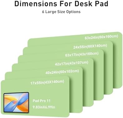 Aothia Faux Leather Desk Mat - Large Mouse Pad, Non-Slip PU Leather Blotter, Waterproof Writing Surface for Office and Home (Foam Green, 63" x 24")