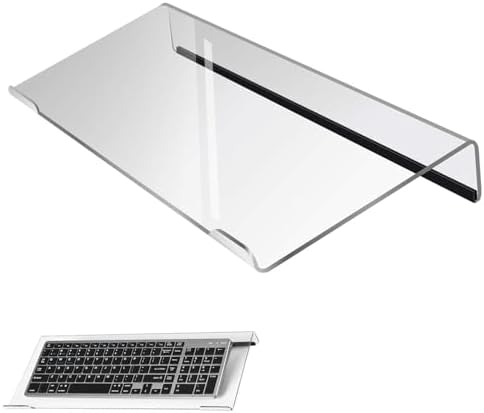Computer Keyboard Stand，Acrylic Keyboard Tray with Rubber Strip，Ticker Acrylic Riser（Holder） for Easy Ergonomic Typing and Working at Home and Office (EITZJ-01) (Black)