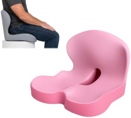 Orthopedic Seat Cushion – L-Shaped Lumbar Support Memory Foam Comfort for Long Sitting, Ergonomic Support for Office Chair, Wheelchair, Car & Travel (Pink,1)