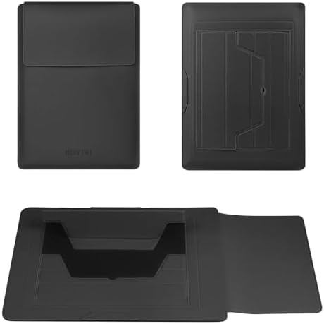 HoYiXi 13.3'' /13.6'' Laptop Sleeve Case PU Leather with Stand Compatible with MacBook Pro 14/MacBook Air 13(M1 M2)/ASUS Vivobook 14/Dell XPS 13/ASUS Matebook,13-14'' Laptop Bag,Black