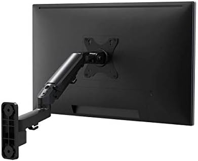 Monoprice Full Motion Wall Mount - for Monitors Up to 27 Inch, Adjustable Gas Spring, 2-Segment, Supports Max Weight 15.4 Pounds, Black - Workstream Collection