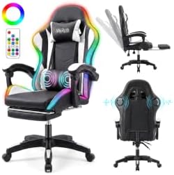 Gaming Chair with RGB LED Lights, Ergonomic Video Game Chair