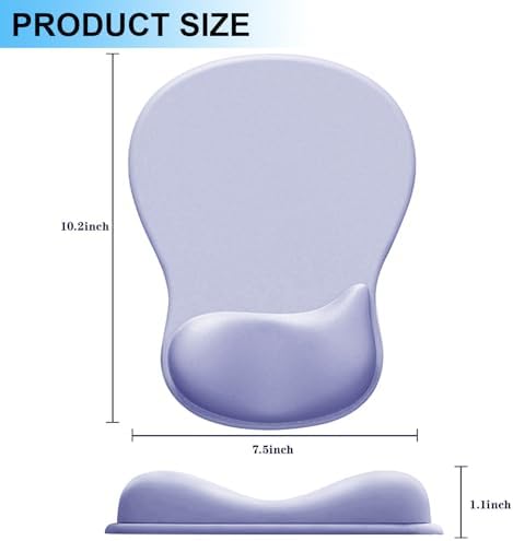 Ergonomic Mouse Pad with Gel Wrist Support, Comfortable Wrist Rest Mousepad with Non-Slip PU Base for Pain Relief, Desk, Home & Office(Purple)