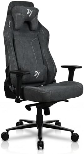 Arozzi Vernazza Soft Fabric Durable Upholstery Ergonomic Office and Gaming Chair with High-Level Features Like 3D Armrests and a Pro Mechanism Along with Soft Neck & Lumbar Support Pillows-Dark Grey