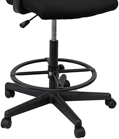 Stand Up Desk Store Sit to Stand Drafting Task Stool Chair for Standing Desks with Adjustable Footrest and Armrests (Black)