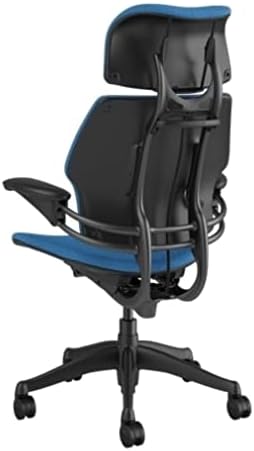 Humanscale Freedom Office Chair with Headrest - Ergonomic Work Chair with Standard Height Adjustable Duron Arms - Wheels for Carpet - Graphite Frame with Azure Corde 4 Fabric