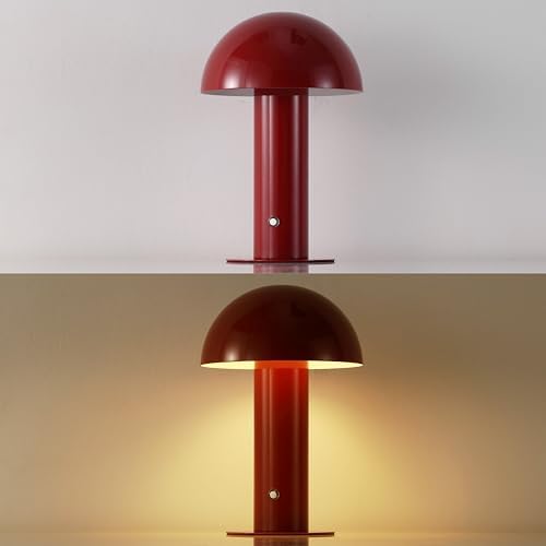 JONATHAN Y Boletus Mushroom Desk Lamp 10.75" Metal LED, Red