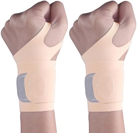 2 Pcs Ultra-Thin Wrist Brace Support for Carpal Tunnel, Pain Relief, Arthritis, Tendonitis, Elastic Wrist Wraps Right and Left Hands - Compression and Support for Fitness Enthusiasts (All Skin Tone)