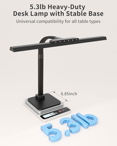 Black LED Desk Lamp, 24W Anti-Glare Eye-Caring Computer Light, Flexible Desk Light with Gooseneck, Memory Function with Auto-Dimming, Kids Desk Lamp with Clamp Base for College Dorm Room