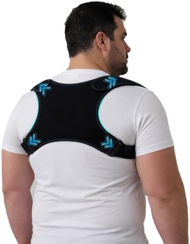 Extra Large Posture Corrector for Women & Men Plus Size, Black & Blue, 3XL