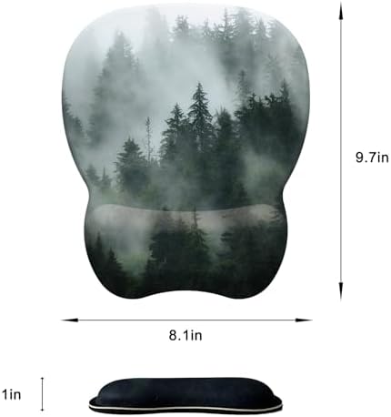 Mouse Pad with Wrist Support, Ergonomic Mousepad with Comfortable Memory Foam Wrist Rest Cushion, Relieve Wrist Pain, Non-Slip Rubber Base Gaming Mice Pad for Home Office Computer Laptop, Forest