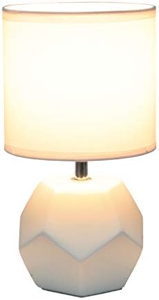 Simple Designs LT2065-WHT Round Prism Mini Table Lamp with Matching Fabric Shade, White (Pack of 24)