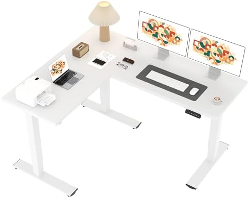 SANODESK 63" Reversible L-Shaped Electric Standing Corner Computer Desk