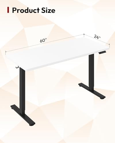SANODESK One-Piece 1'' Thick Height Adjustable Standing Desk 60''x24''