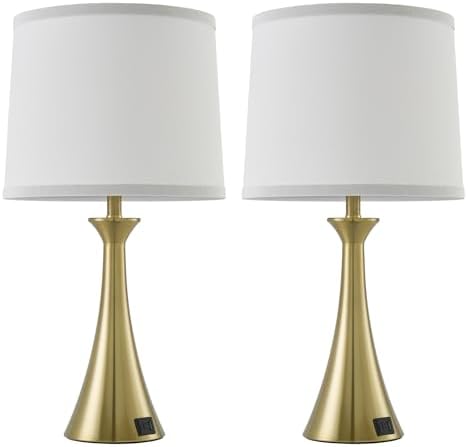 Touch Table Lamps Set of 2, 21" Bedside Lamps with USB C+A