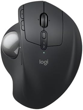 Logitech MX Ergo S Advanced Wireless Trackball Mouse, USB-C Rechargeable Wireless Ergonomic Mouse with Bluetooth and Encrypted Dongle, 6 Programmable Buttons, for PC/Mac - Graphite (Renewed)